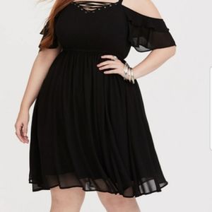 Torrid Black Lace Up Dress Sheer